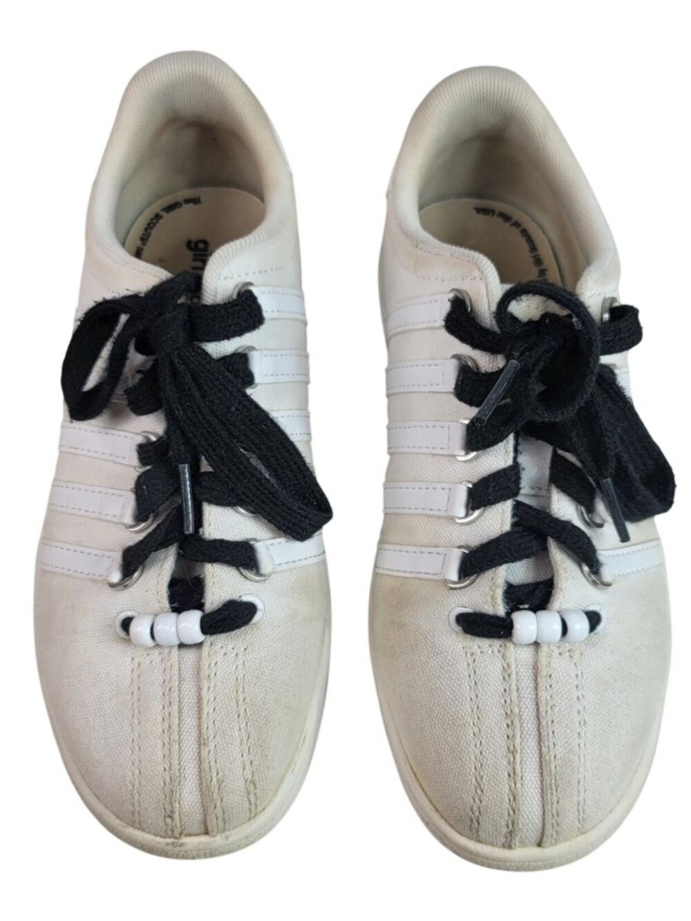 K-Swiss Girl Scout Canvas Sneakers White Size 2.5 Lace Up Rubber Embroider Logo
